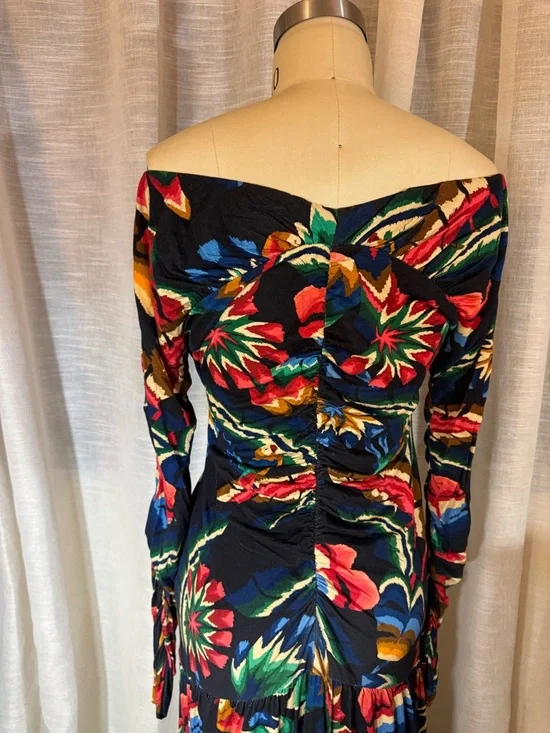 FARM Rio Navy & Multicolor Tropical Forest Print with Ruching - Picture 6 of 7